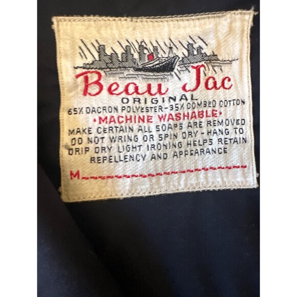 Beau Jac Navy Blue Boys Jacket Size 14 With Button Cuffs & Zip Front Vintage 80 - Picture 2 of 4